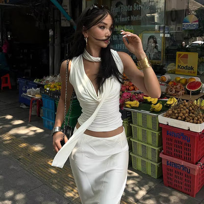 Draped Scarf Neck Top