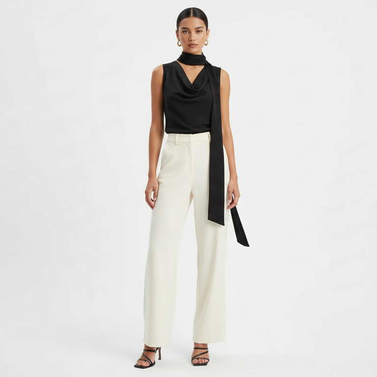 Draped Scarf Neck Top