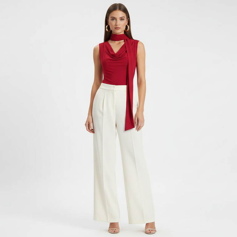 Draped Scarf Neck Top
