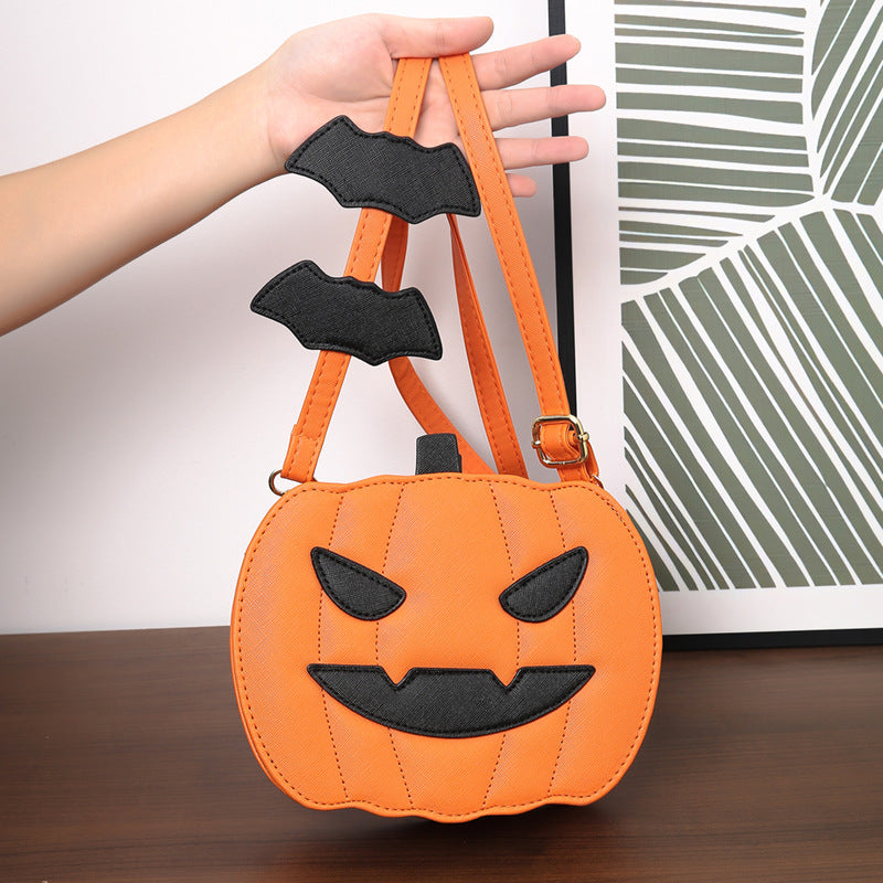 Halloween Funny Pumpkin Cartoon Bat Shoulder Bag