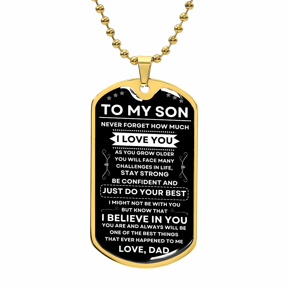 To My Son | Never Forget | Dog Tag + Military Ball Chain