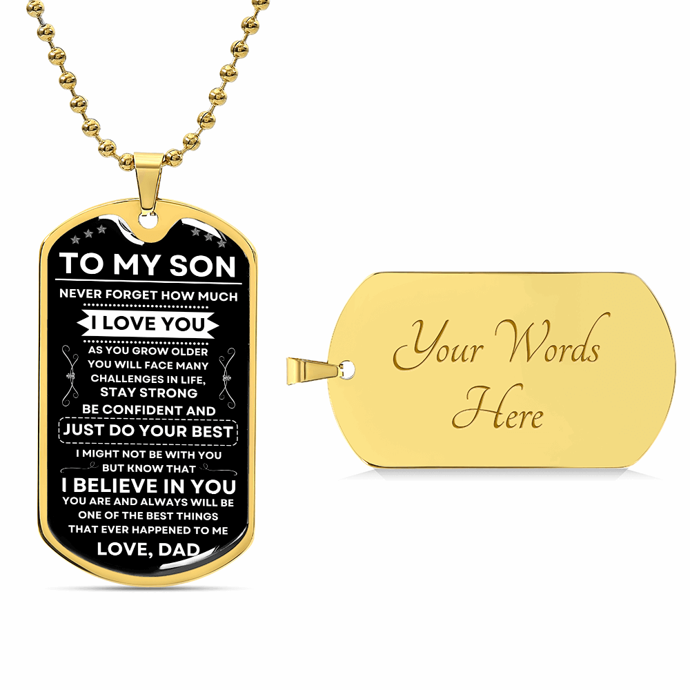 To My Son | Never Forget | Dog Tag + Military Ball Chain