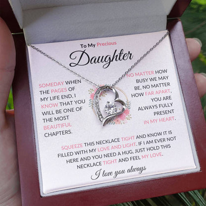 To My Daughter "No Matter How Busy..." Heart Necklace
