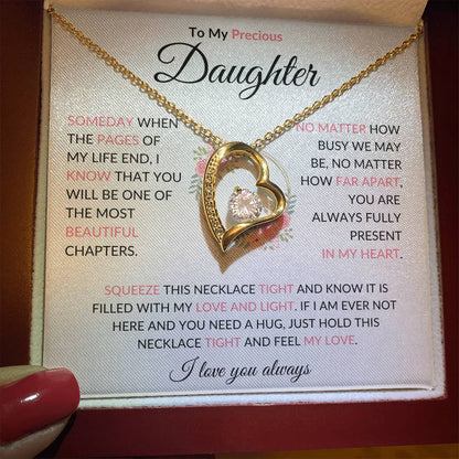 To My Daughter "No Matter How Busy..." Heart Necklace