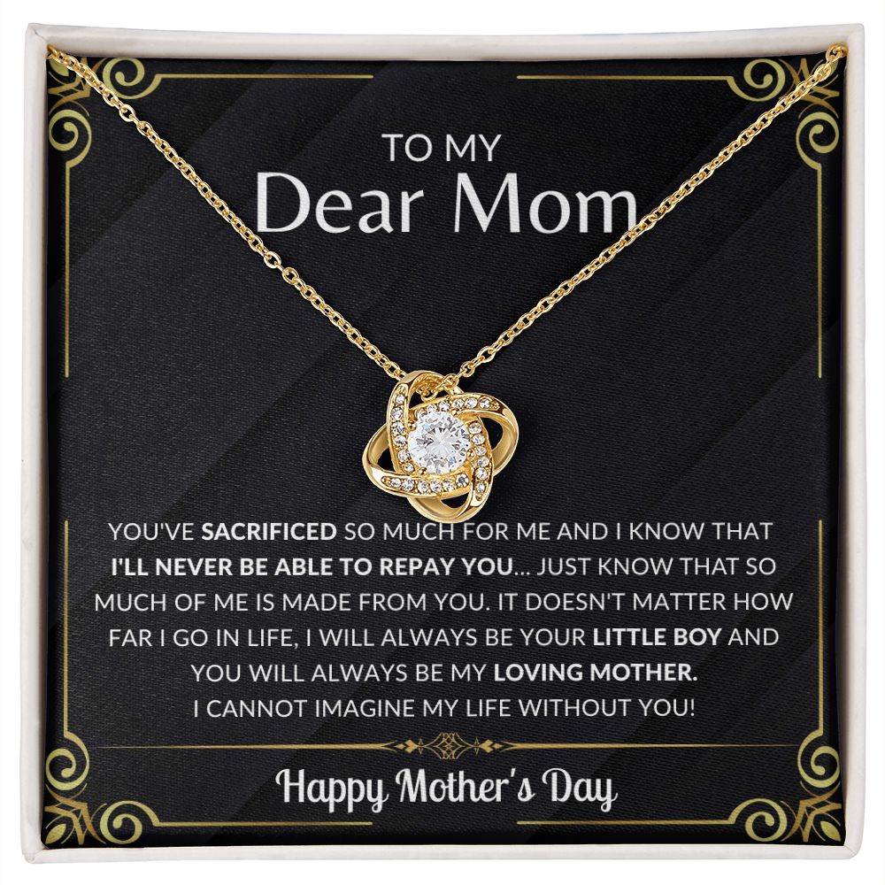 [Almost Sold Out] To My Dear Mom - You've Sacrificed so much for me. I can never repay you back - Mother's Necklace, Gift for Mom Necklace Holiday Gift to Mom, Christmas Gift, Mother's Day Gift, Birthday Gifts to Mom